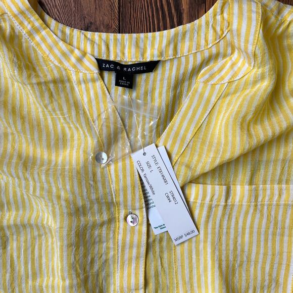 NWT Zac and Rachel Yellow and White Ombre Button Up Top Size Large - Picture 2 of 4